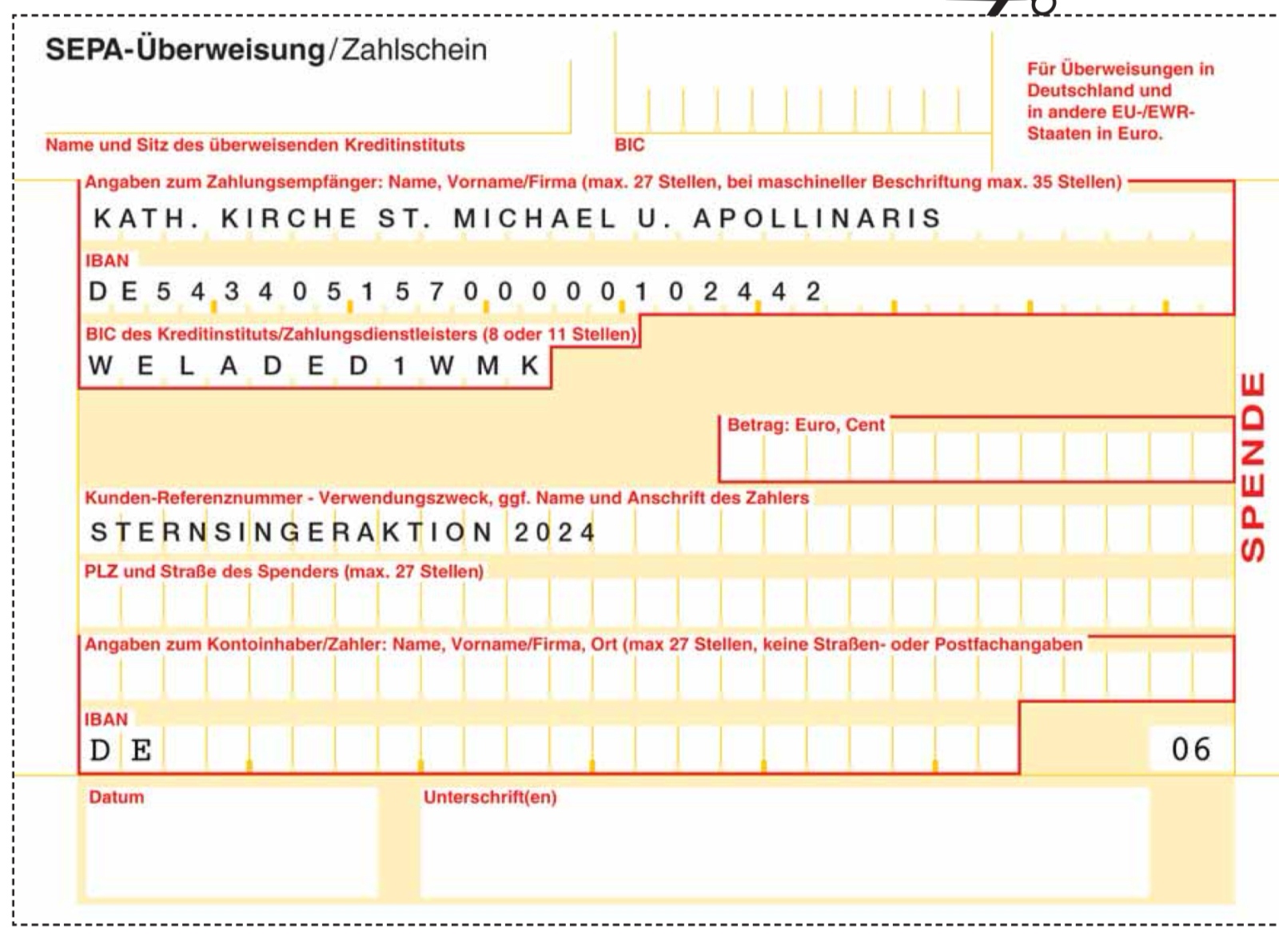 Spende Sternsinger