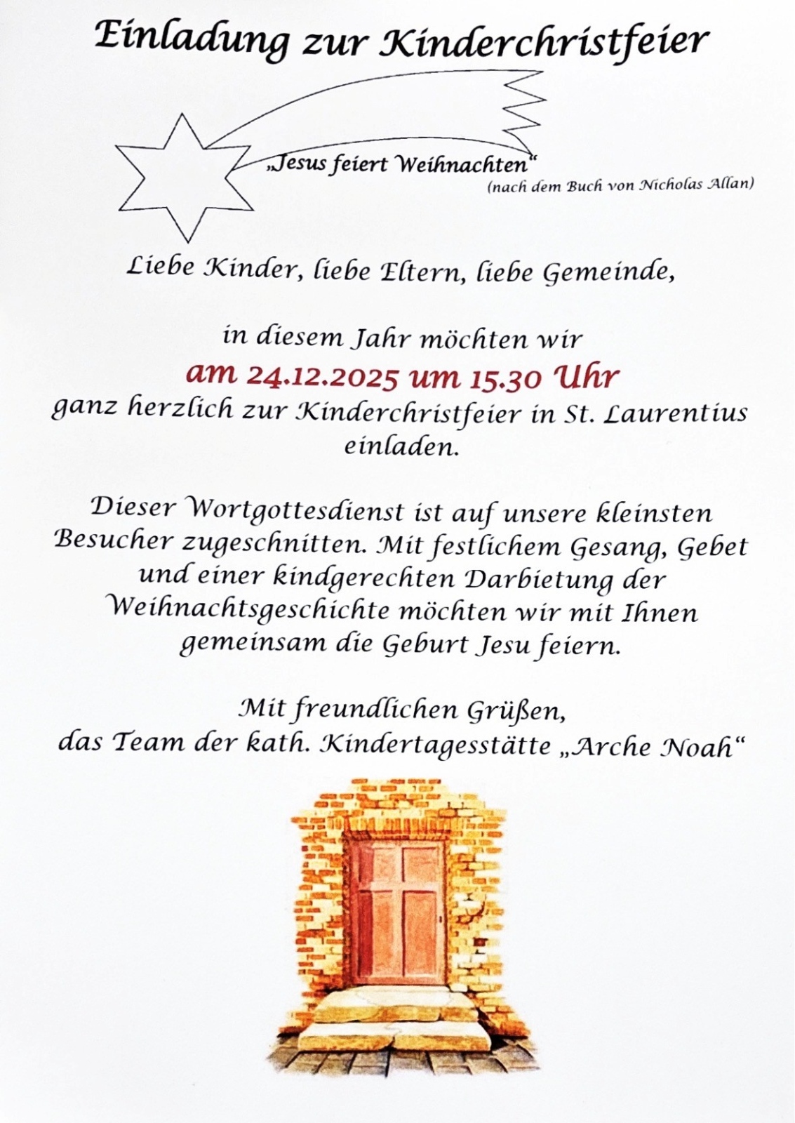 Einladung Kinderchristfeier 2025