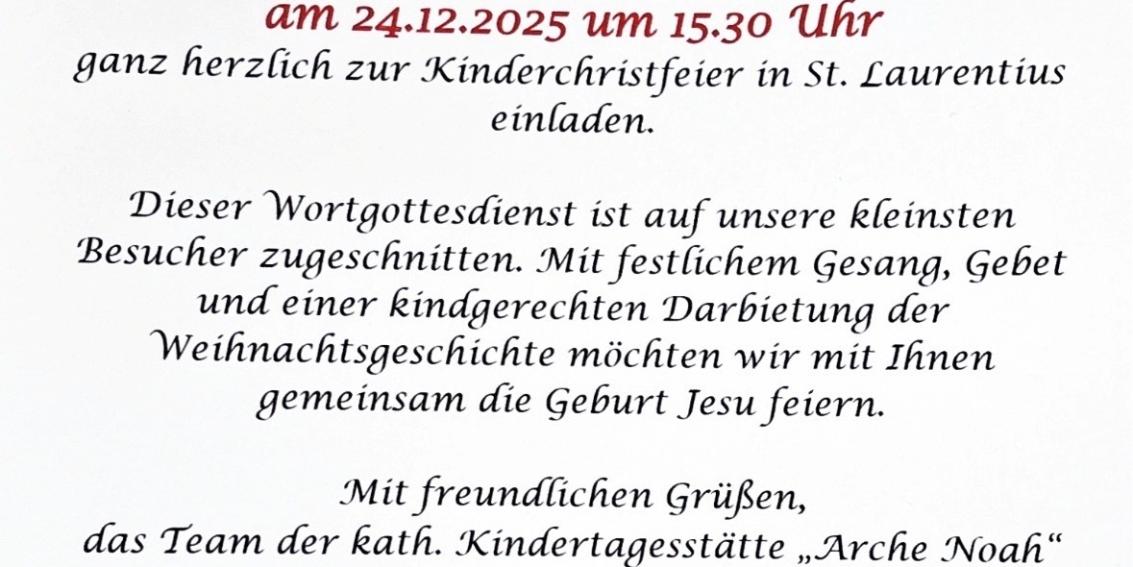 Einladung Kinderchristfeier 2025