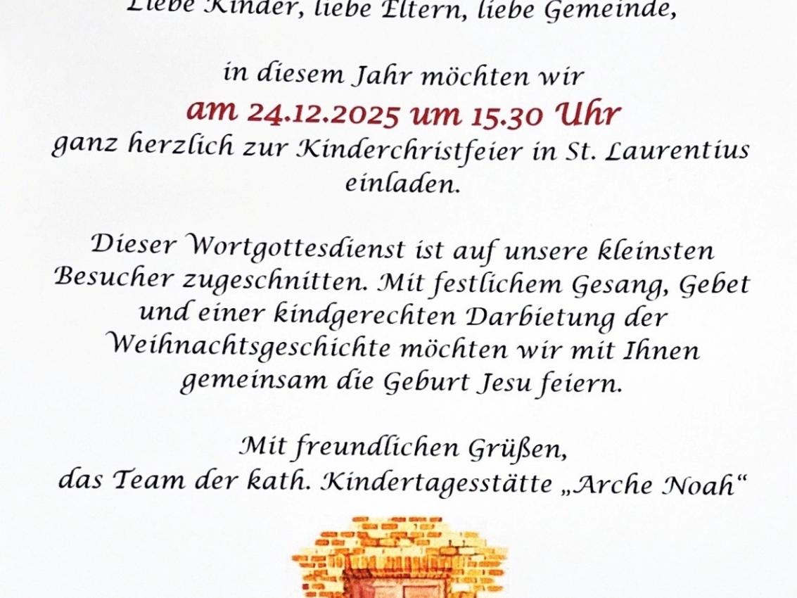 Einladung Kinderchristfeier 2025